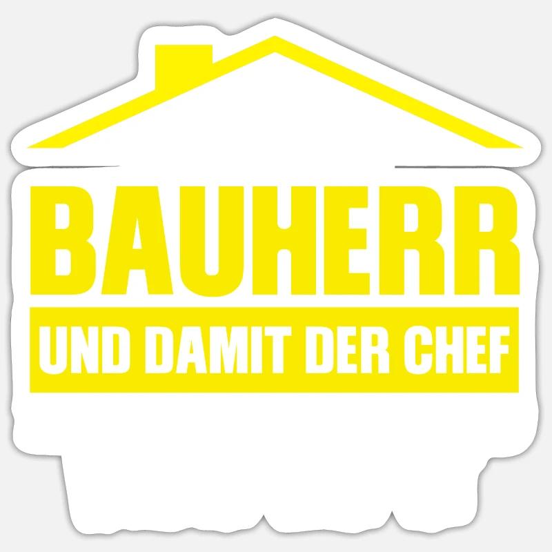 Bauherr Bauherrin Eigenheim Geschenk - Sticker Größe S (10 x 10 cm) - Mattweiß