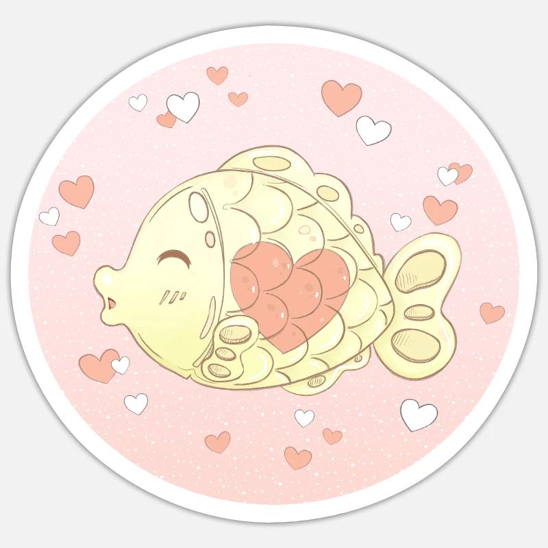 Pink fish Sticker size S (10 x 10 cm)