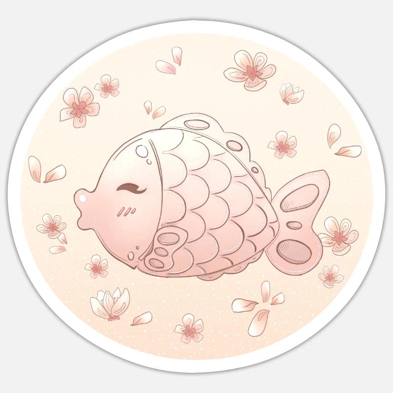 Sakura Fish - Sticker Größe S (10 x 10 cm) - Mattweiß