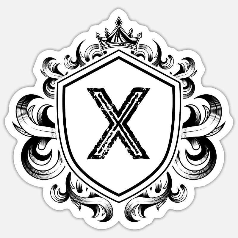 X Buchstabe Wappen - Sticker Größe S (10 x 10 cm) - Mattweiß