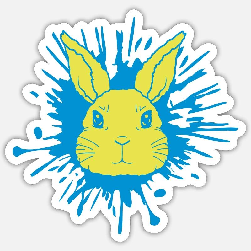 Tropfen Farbklecks Hase Spritzer - Sticker Größe S (10 x 10 cm) - Mattweiß