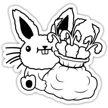 Carottes Sac de légumes Lapin de Pâques - Sticker taille S (10 x 10 cm) - blanc mat - Devant