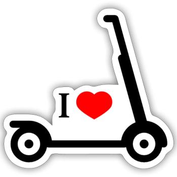 I LOVE E-SCOOTER - Sticker Größe S (10 x 10 cm) - Mattweiß - Vorne