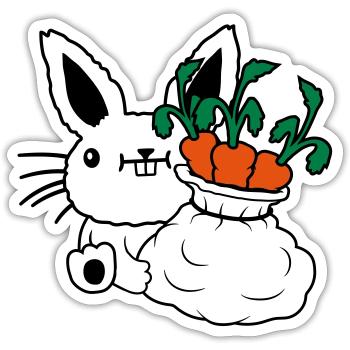 Carottes Sac de légumes Lapin de Pâques - Sticker taille S (10 x 10 cm) - blanc mat - Devant