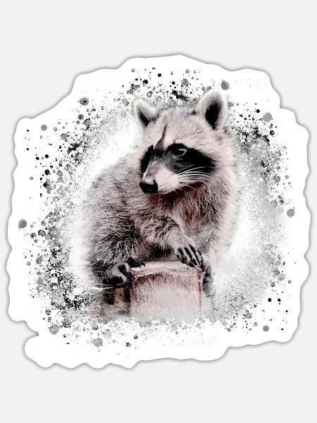 waschbär,bär,graffiti,malerei,beige - Sticker Größe S (10 x 10 cm) - Mattweiß