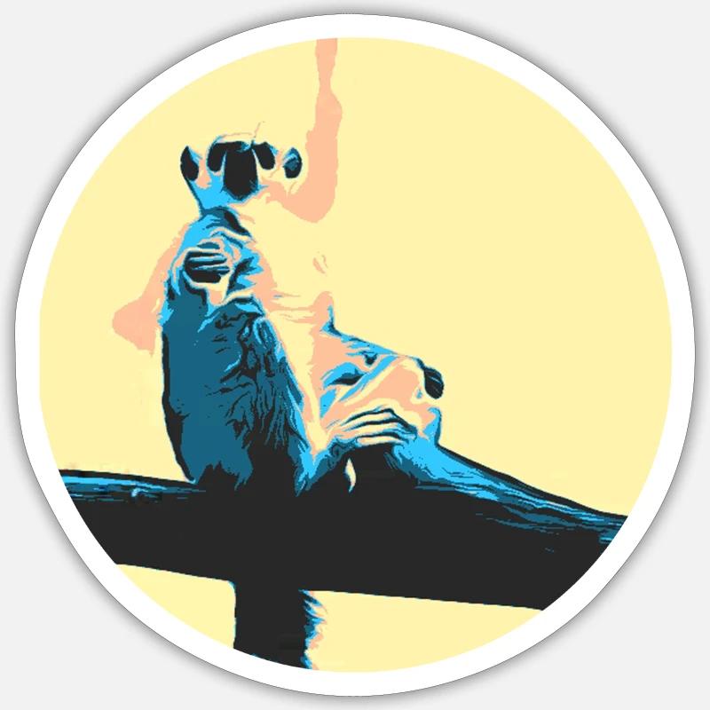 chilling Katta - retro - Lemur - Monkey - Half Monkey - Sticker size S (10 x 10 cm)