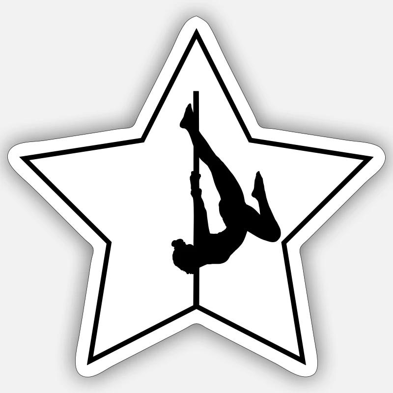Pole Dance - Star - Sticker taille S (10 x 10 cm) - blanc mat