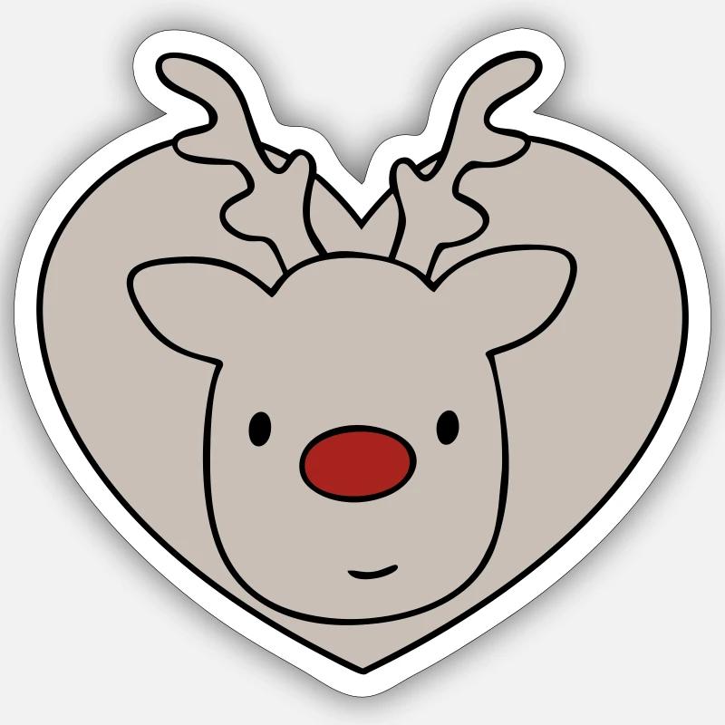 Rudolf Rentier - Sticker Größe S (10 x 10 cm) - Mattweiß