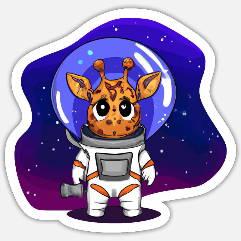 Girafe spatiale Sticker taille S (10 x 10 cm)