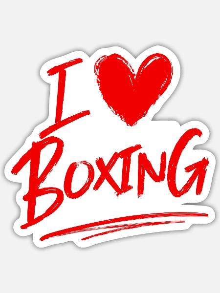 Ich liebe Boxen - Sticker Größe S (10 x 10 cm) - Mattweiß