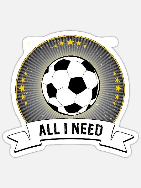 ALL I NEED | Fussball-Emblem - Sticker Größe S (10 x 10 cm) - Mattweiß