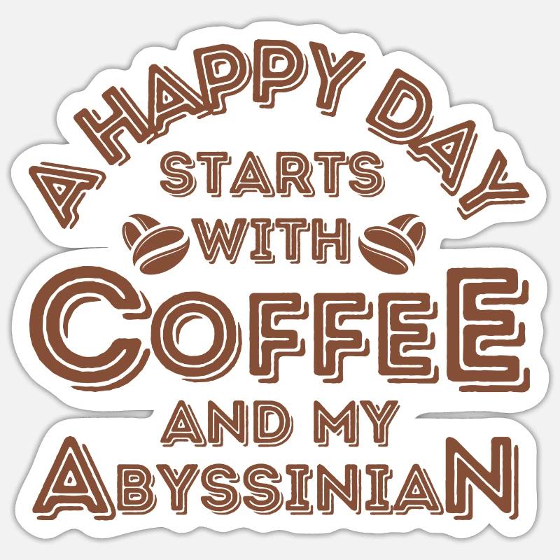 Abyssinian Cat Coffee Cafe - Sticker size S (10 x 10 cm) - white matte