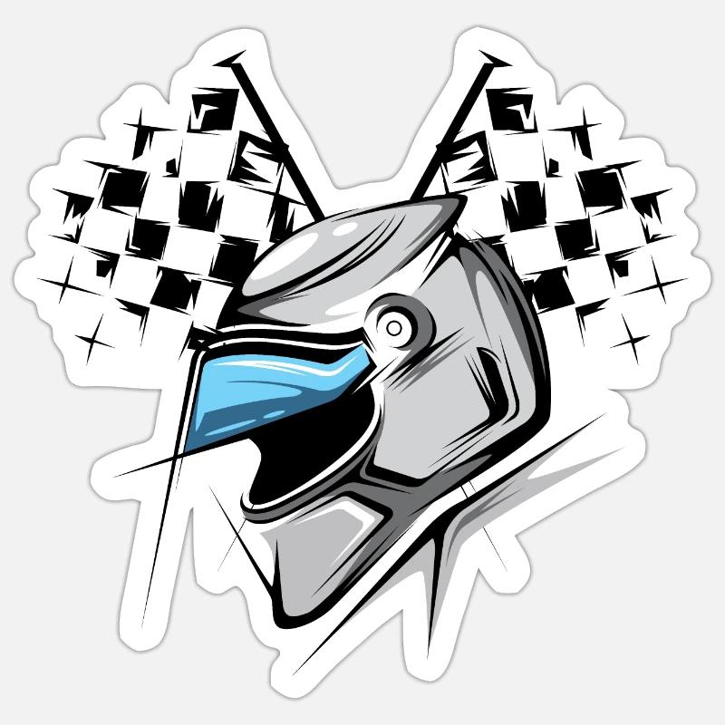Formule damier drapeau casque illustration graphique de course Sticker taille S (10 x 10 cm)