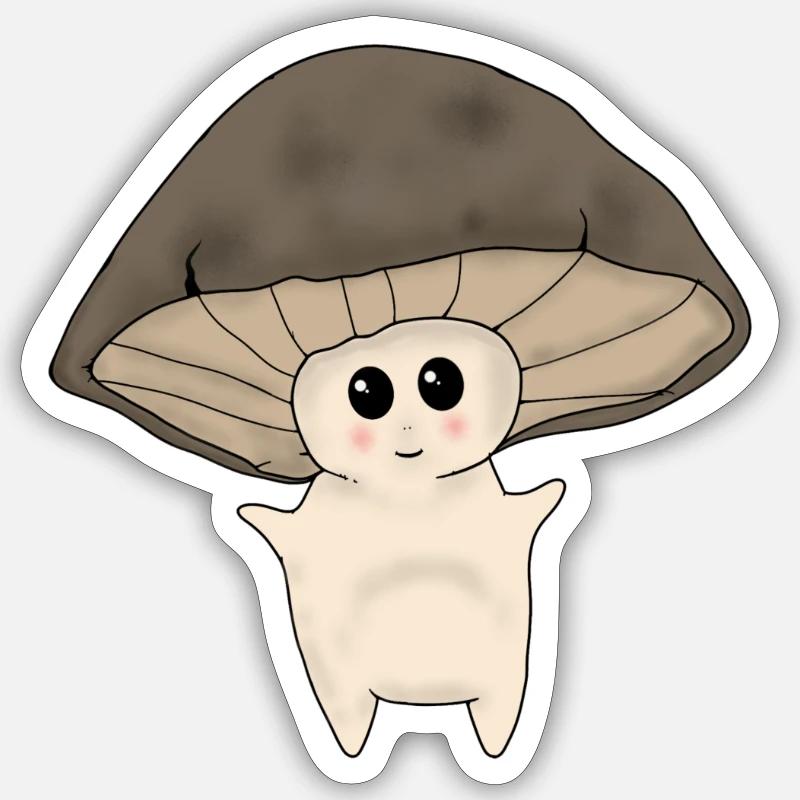 Pilzmännchen - Sticker Größe S (10 x 10 cm) - Mattweiß