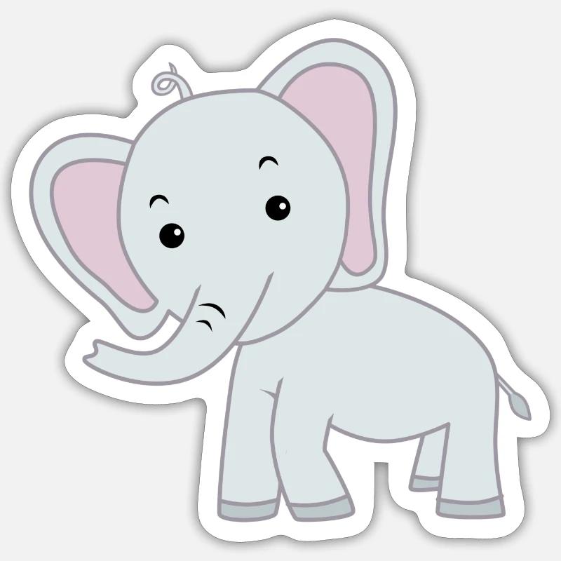 Elephant cute - Sticker taille S (10 x 10 cm) - blanc mat