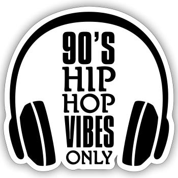 90`s Hip Hop Vibes Only Headphones - Sticker size S (10 x 10 cm) - white matte - Front