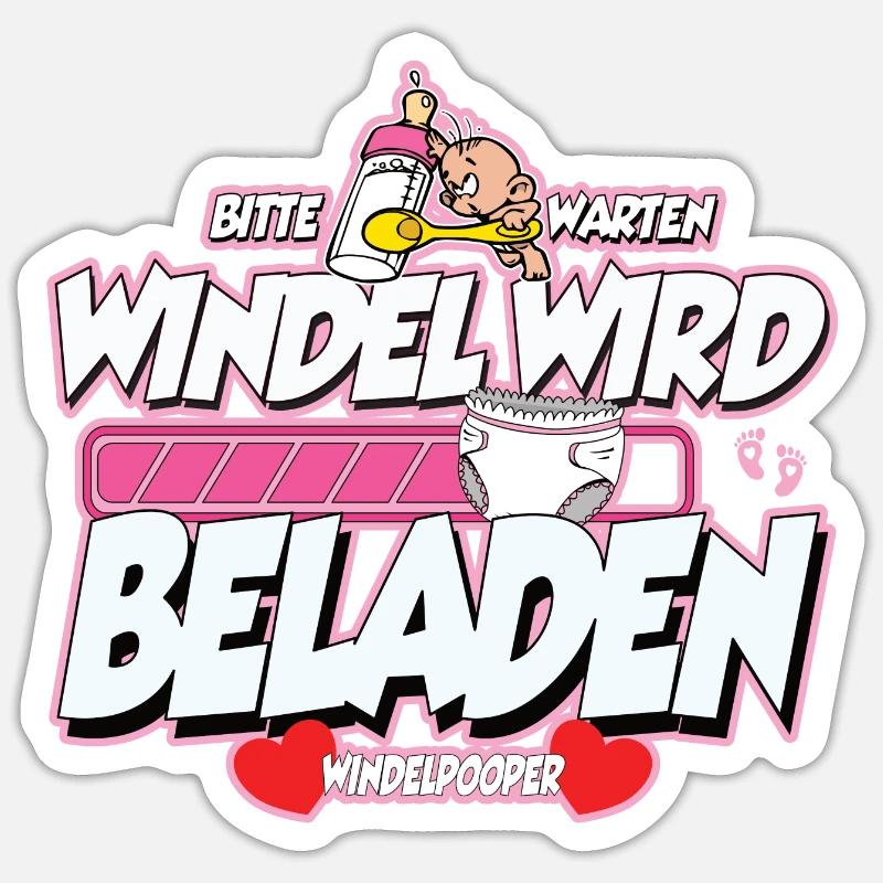 Windelpooper Windel wird beladen Mädchen Geschenk Sticker Größe S (10 x 10 cm)