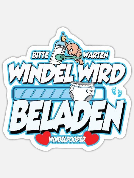 Windelpooper Windel wird beladen Junge Geschenk - Sticker Größe S (10 x 10 cm) - Mattweiß