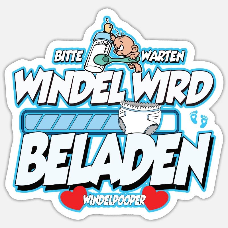 Windelpooper Windel wird beladen Junge Geschenk Sticker Größe S (10 x 10 cm)
