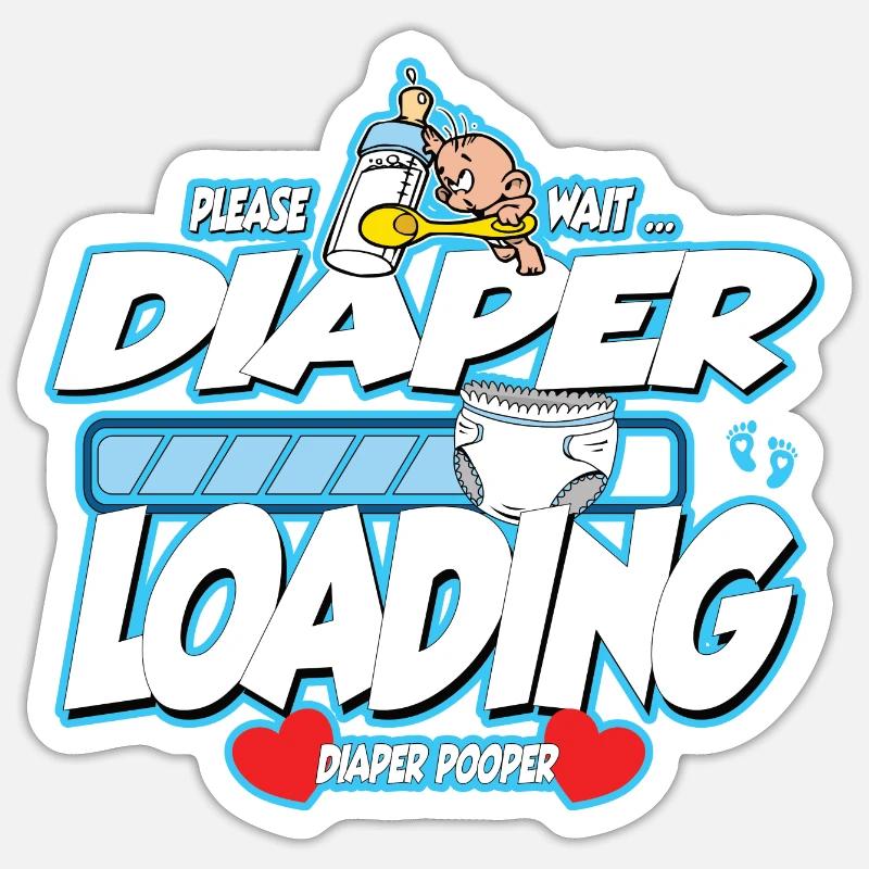 diaper pooper Windel wird beladen Junge Geschenk Sticker Größe S (10 x 10 cm)