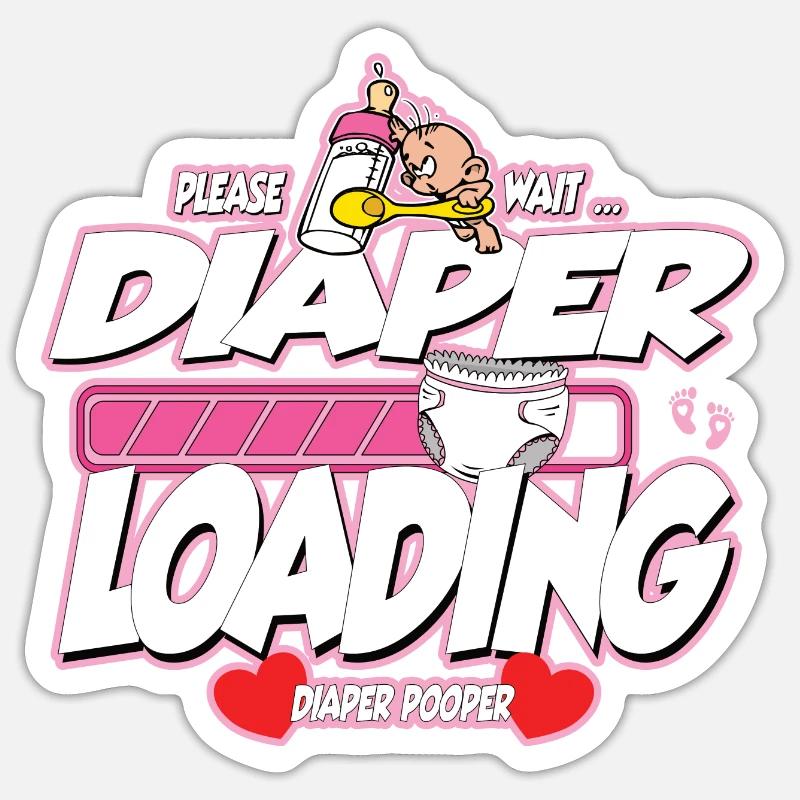 diaper pooper Windel wird beladen Mädchen Geschenk Sticker Größe S (10 x 10 cm)