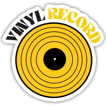 Vinyl Record | Motif Vinyle Musique - Sticker taille S (10 x 10 cm) - blanc mat - Devant