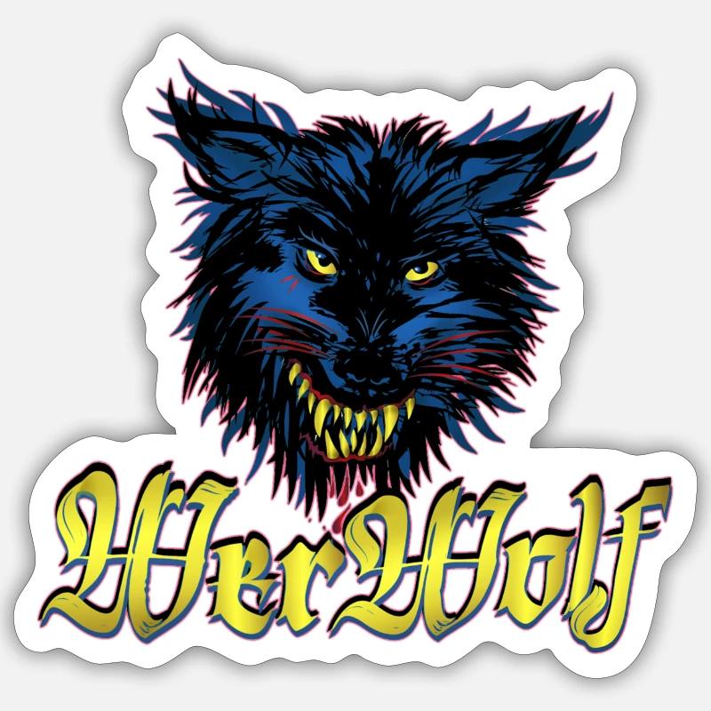 WERWOLFE in the blue Sticker Größe S (10 x 10 cm)