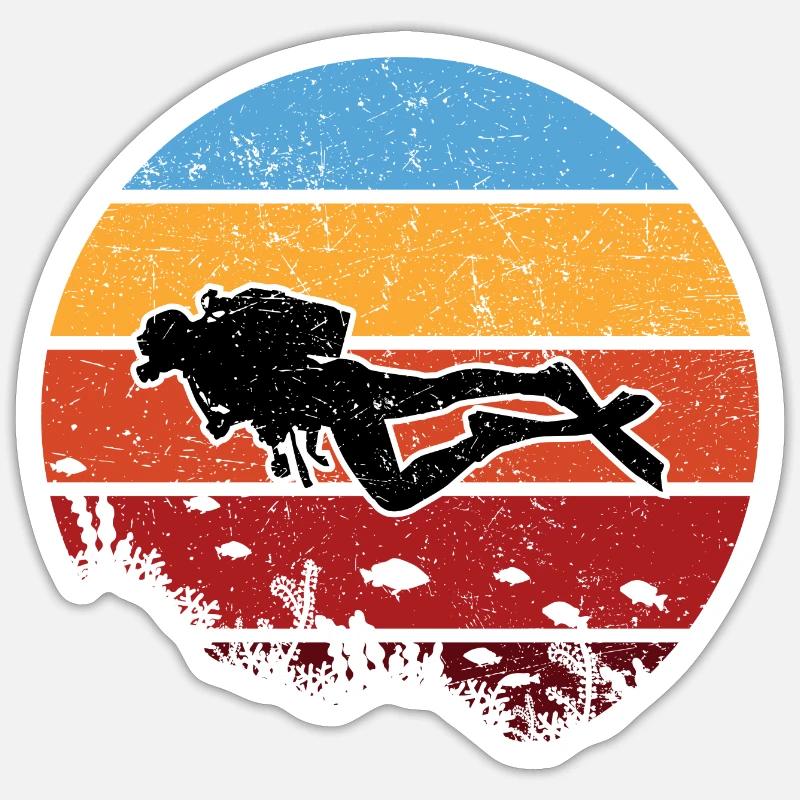 Sunset Diver Silhouette - Sticker size S (10 x 10 cm) - white matte