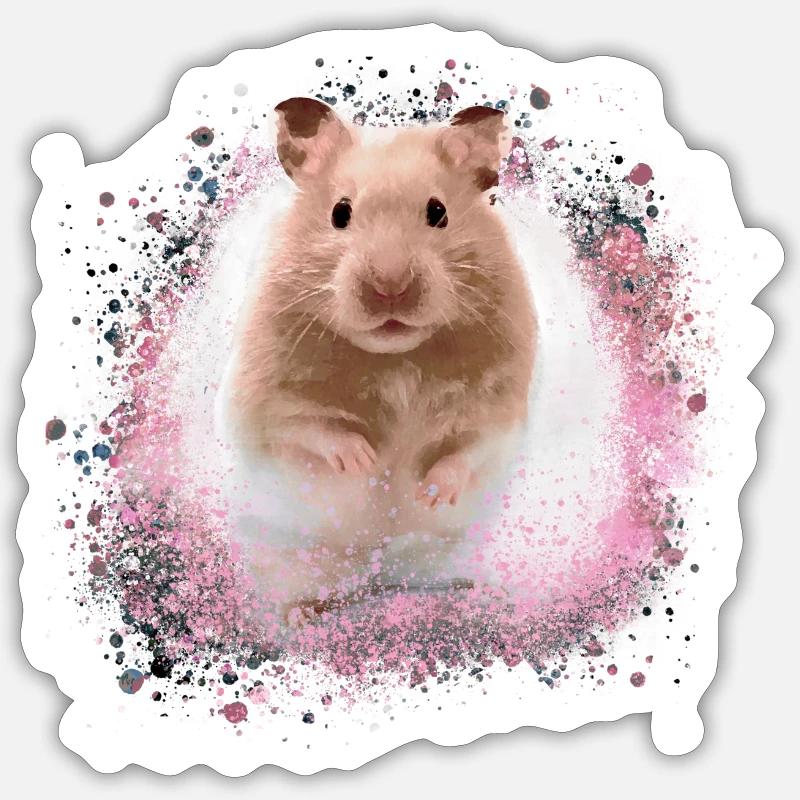 Hamster, Graffiti,Painting,Pink,Pink - Sticker size S (10 x 10 cm) - white matte