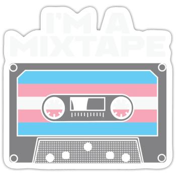 LBGT Flag Gay Pride Human I'm a Mixtape - Sticker size S (10 x 10 cm) - white matte - Front
