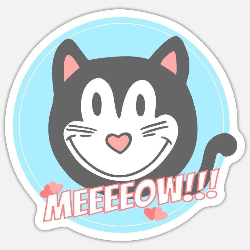 Chat, miaulement - Sticker taille S (10 x 10 cm) - blanc mat
