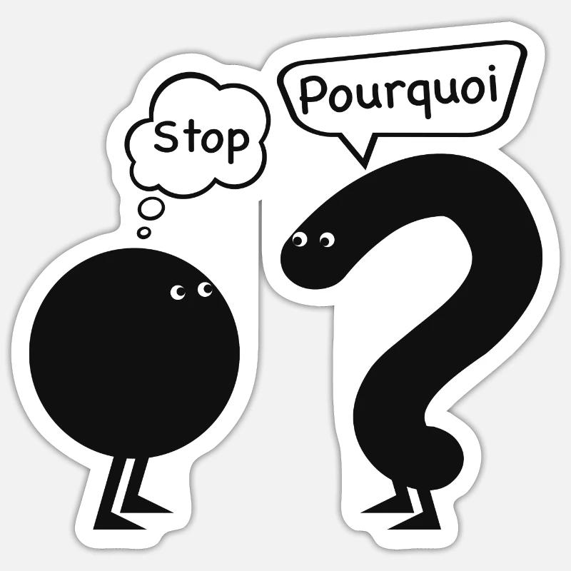 stop... pourquoi ? - Sticker taille S (10 x 10 cm) - blanc mat