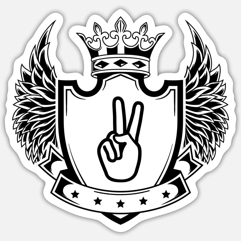 Hand Peace Wappen - Sticker Größe S (10 x 10 cm) - Mattweiß