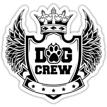Dog Crew Wappen Logo - Sticker Größe S (10 x 10 cm) - Mattweiß - Vorne
