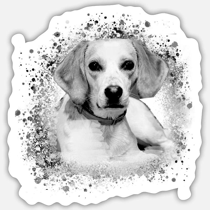 Harrier,Chien,Beagle,Graffiti,Peinture - Sticker taille S (10 x 10 cm) - blanc mat