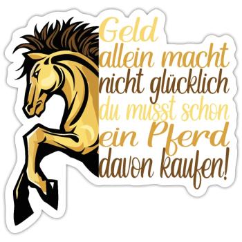 Geld allein macht nicht glücklich - Sticker Größe S (10 x 10 cm) - Mattweiß - Vorne