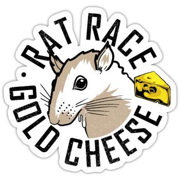 Rat race - course de rats - Sticker taille S (10 x 10 cm) - blanc mat - Devant