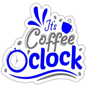 C’est Café o horloge Horloge à café Heure - Sticker taille S (10 x 10 cm) - blanc mat - Devant