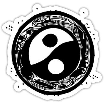 Yin Yang Signe Symbole Paix Bonheur Vecteur 14 - Sticker taille S (10 x 10 cm) - blanc mat - Devant