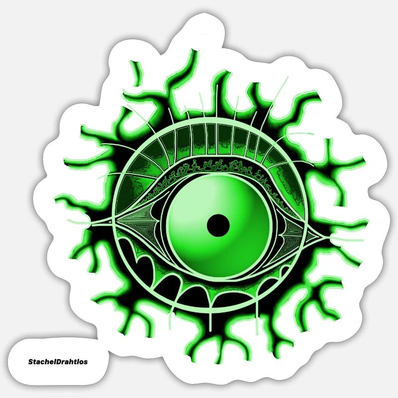 Vert œil - Sticker taille S (10 x 10 cm) - blanc mat