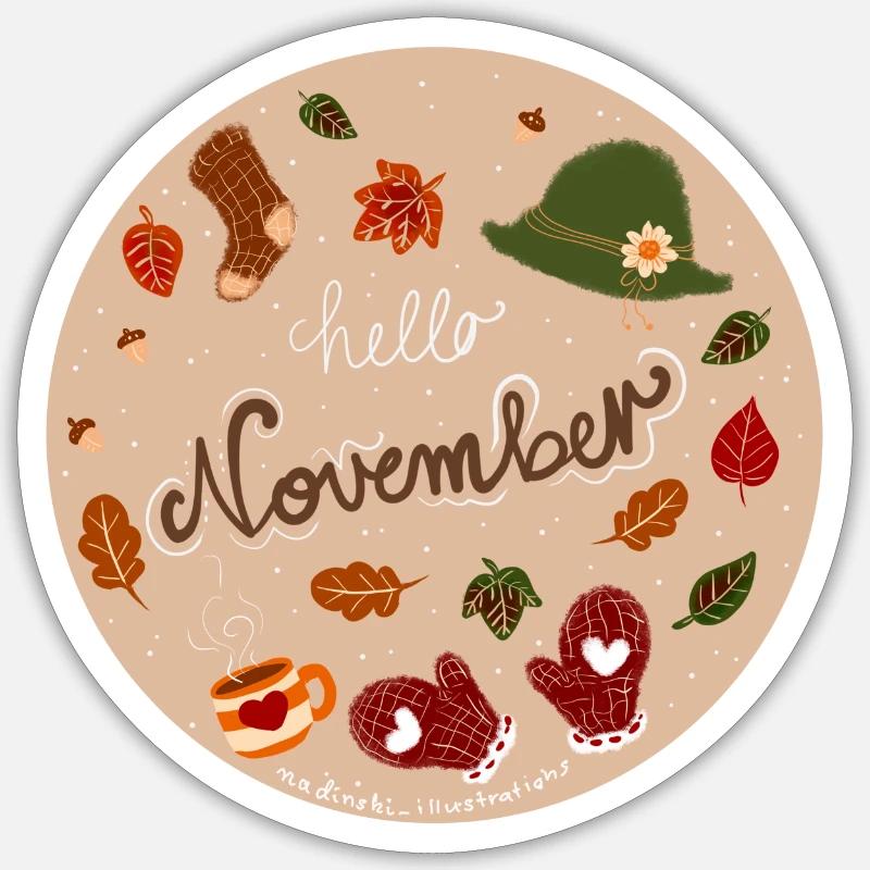 Novembre Amour - Sticker taille S (10 x 10 cm) - blanc mat