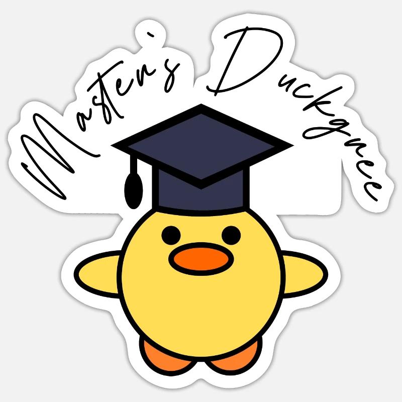 Master`s Duckgree Degree - Sticker Größe S (10 x 10 cm) - Mattweiß