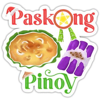 Paskong Pinoy Weihnachtsdesign für Filipinos - Sticker Größe S (10 x 10 cm) - Mattweiß - Vorne