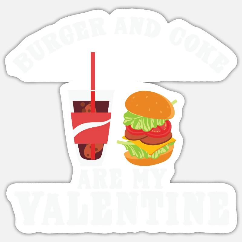 burger is my valentine - Sticker taille S (10 x 10 cm) - blanc mat