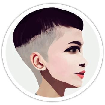 Young Woman With Fade Hairstyle Undercut Haircut - Sticker size S (10 x 10 cm) - white matte - Front