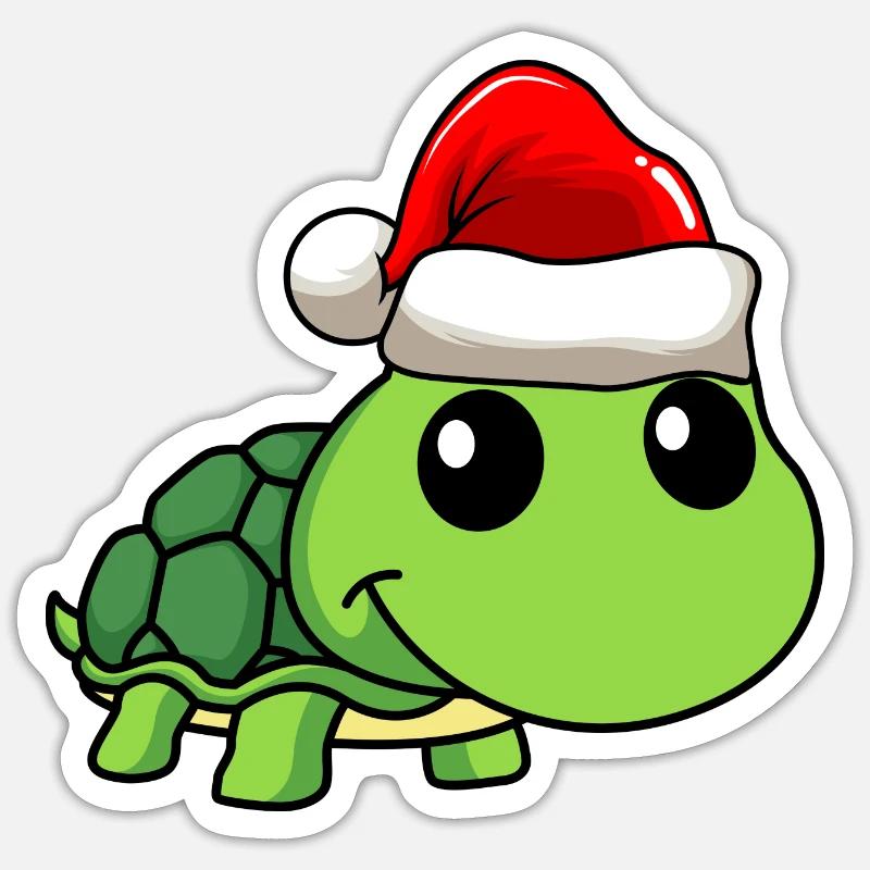 Turtle Comic Christmas Sticker taille S (10 x 10 cm)