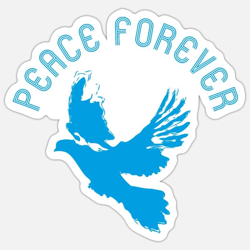 Pigeon Peace Forever - Sticker taille S (10 x 10 cm) - blanc mat