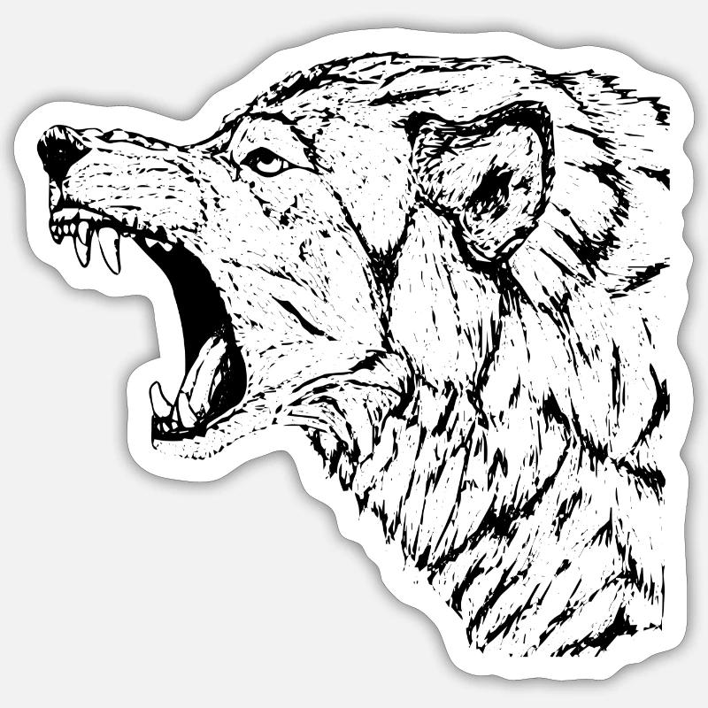 Loup - Sticker taille S (10 x 10 cm) - blanc mat