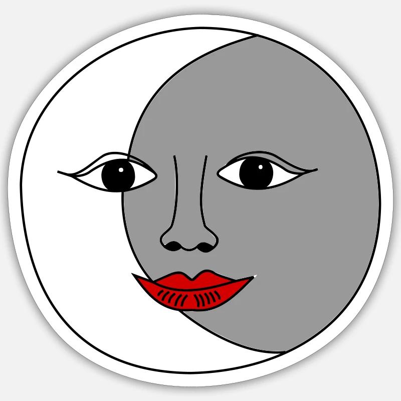 Sun and moon - Sticker size S (10 x 10 cm) - white matte