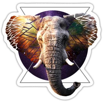 Space elephant - Sticker size S (10 x 10 cm) - white matte - Front